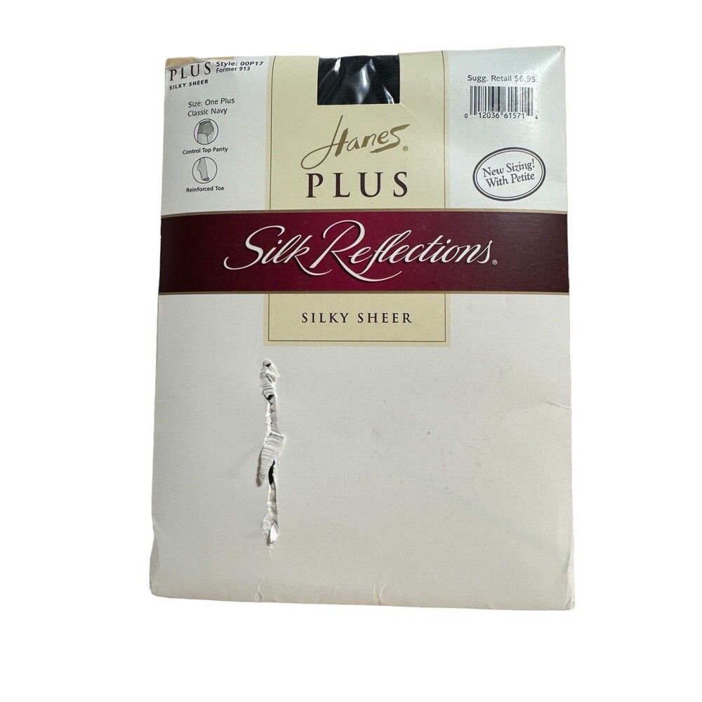 Hanes Plus Pantyhose  Silk Reflections Silky Sheer Size One‎ Plus Classic Navy